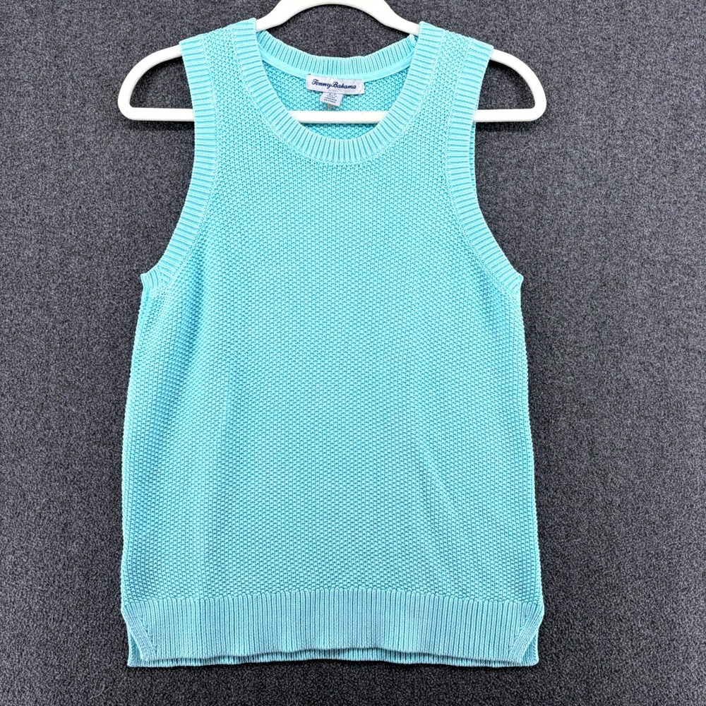 Tommy Bahama Belle Haven Turquoise‎ Seed Knit Sleeveless Sweater Tank Top Small